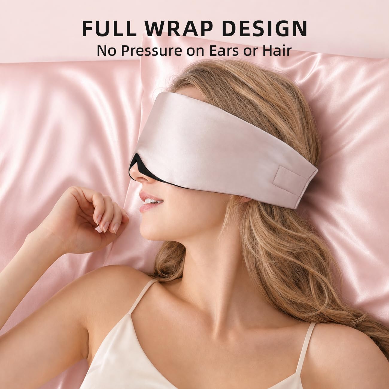 USlixury® 3D Contoured Silk Sleep Mask, Total Blackout&Zero Eye Pressure | Wider Adjustable Band for Side Sleepers, Long Lashes & Women – Perfect for Sleeping, Napping, Meditation