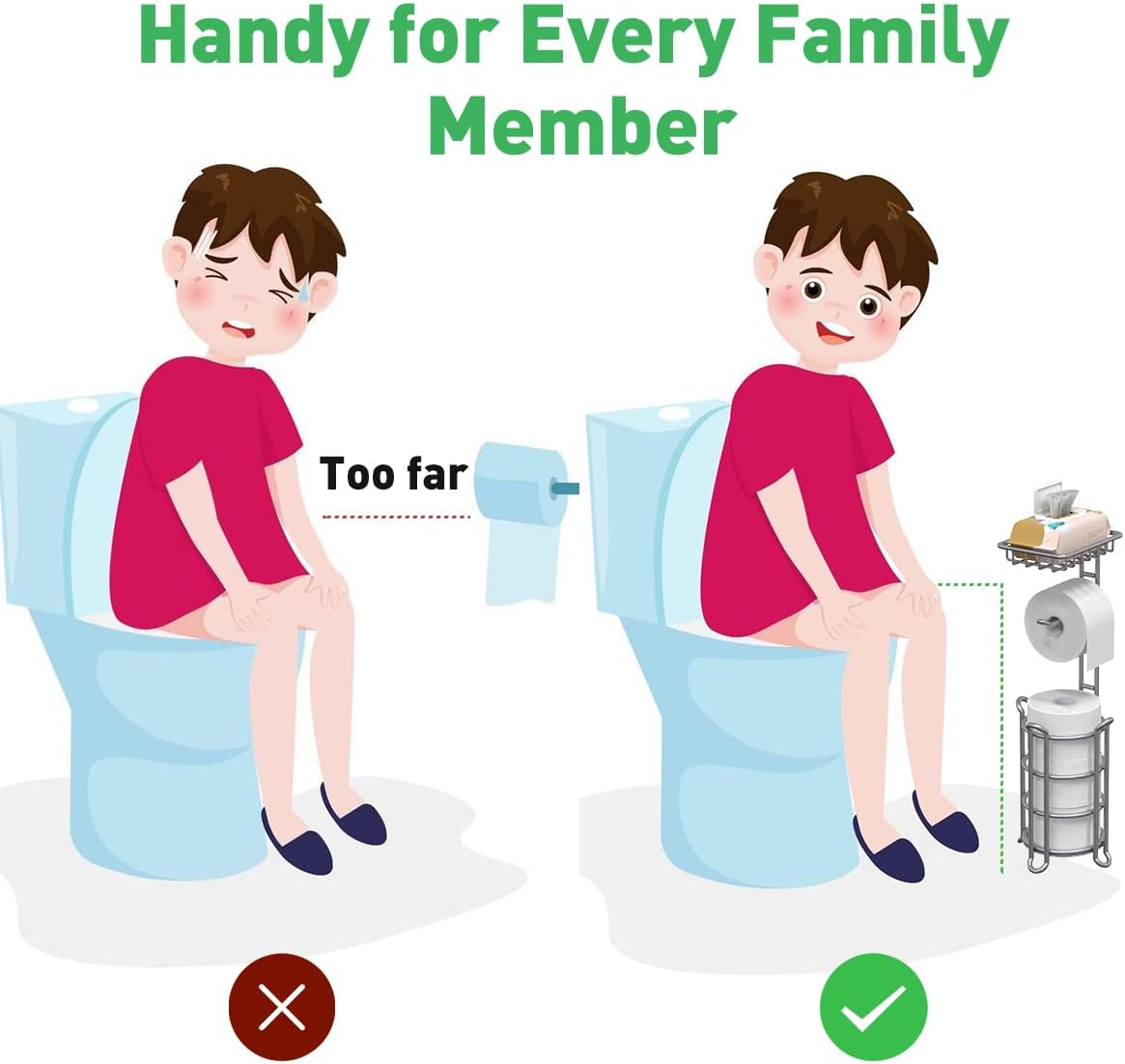 Toilet Paper Holder Stand Tissue Paper Roll Dispenser with Shelf for Bathroom Storage Holds Reserve Mega Rolls-Bronze