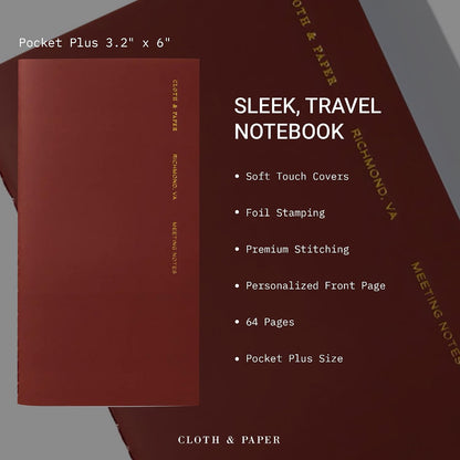 Cloth & Paper Travel Notebook | Daily Wellness Planner – Smoked Salt | Pocket Plus Wellness Planner 3.2" x 6" | Habit Tracker & Self Care Journal for Goals, Gratitude & Reflection – Soft Touch Cover