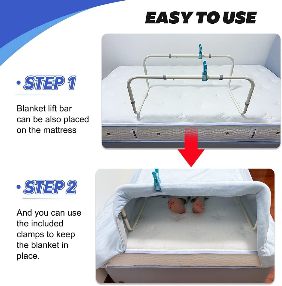 Zelen Blanket Lifter for Feet Lift Bar Sheet Riser Foot Tent Blanket Support Holder 26-34'' Adjustable Bed Cradle Assistance Device Hospital Bed Rail Accessories Leg Knee Ankle Post Surgery Recovery
