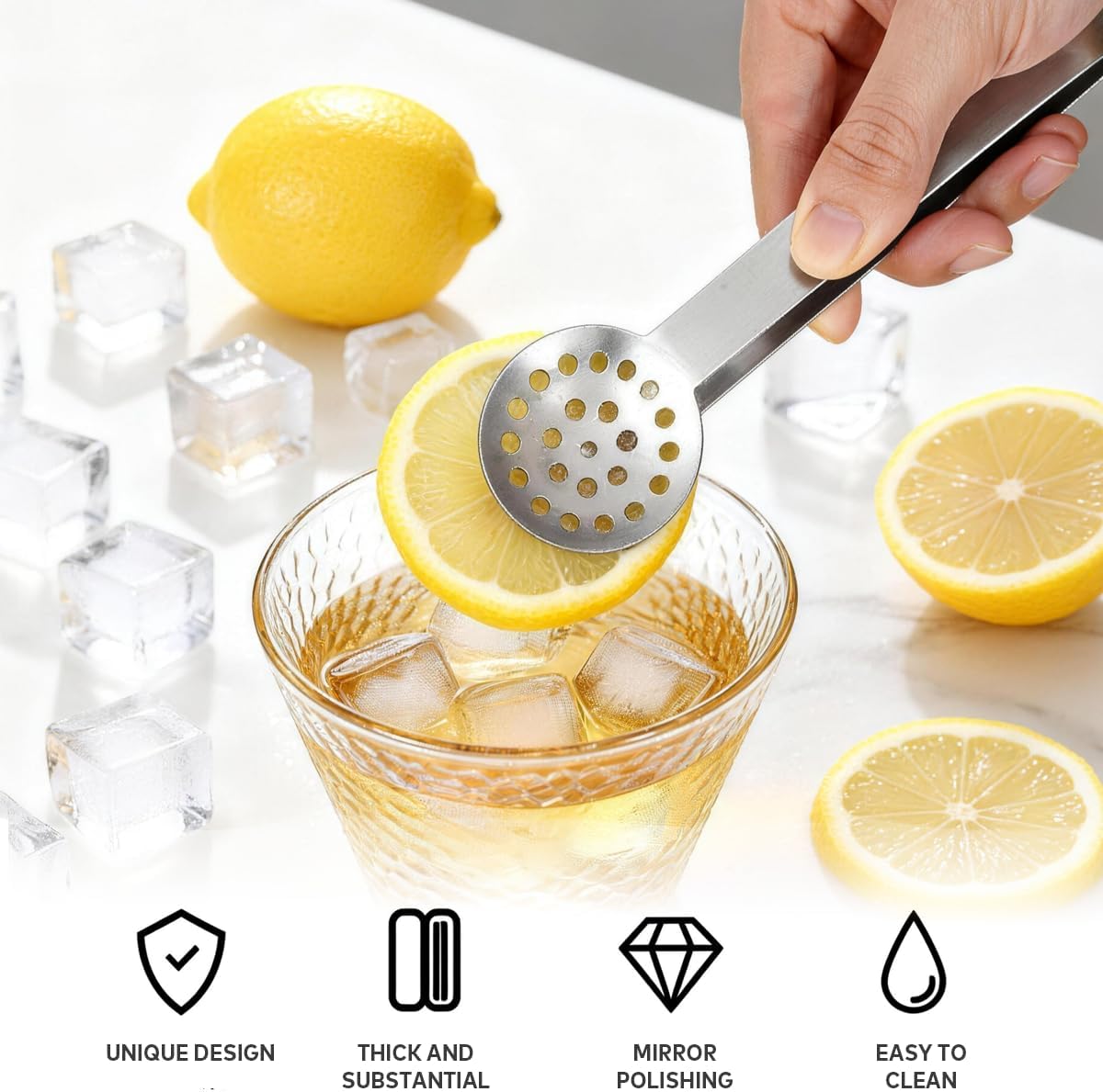 6×1.85Inch Stainless Steel Tea Bag Squeezer Tongs Durable Teabag Filter Coffee Spoon Clamp Tea Strainer Dispenser Accessories for Gripping Lemon Slice Tea Drinkers