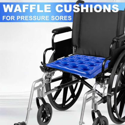 2-Pack Inflatable Waffle Cushion for Pressure Relief, Wheelchair Cushion for Pressure Redistribution, Portable Air Seat Cushions for Office Chair Car Seat, Breathable Seat Pad, Includes 1 Air Pumps