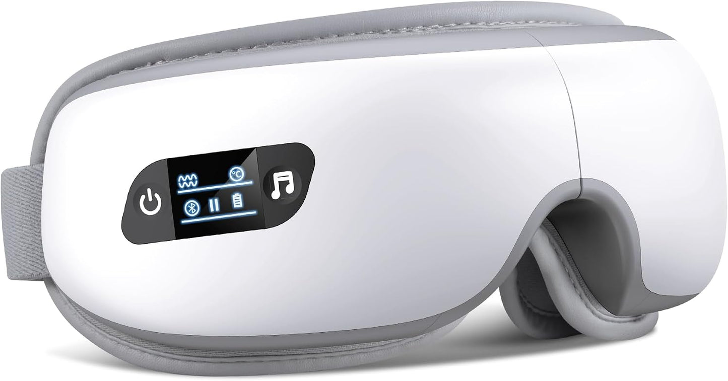 Eye Massager with Heat and Bluetooth Music, Heated Eye Mask for Migraine & Eye Strain Relief, Rechargeable Eye Care Device for Dry Eyes, Headache Relief & Better Sleep, Foldable Gifts for Men & Women