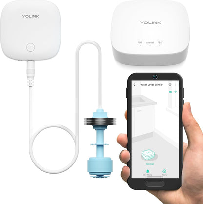 YoLink LoRa Smart Water Level Monitoring Sensor, Wireless Battery-Powered Float Switch Alarm, Sump Pump Alarm, AC Condensate Overflow, Tank Level, Toilet Leak Sensor, 105dB Siren, YoLink Hub Required