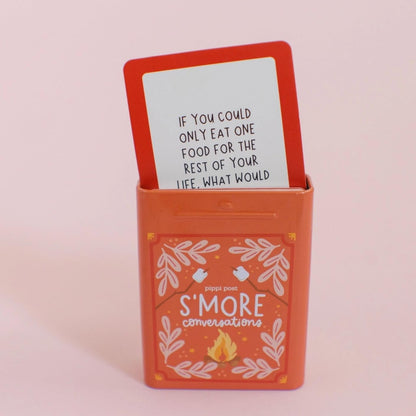 Pippi Post S'More Nature Conversation Cards with Tin, 50 Outdoor Prompts | 50 Conversation Starter Cards, Decorative Storage Tin, Ice Breaker Game