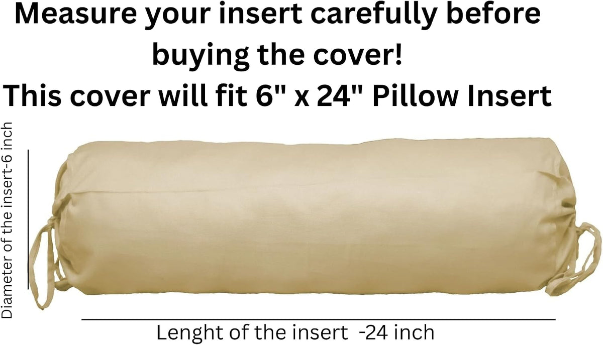 Saffron HANDICRAFTS Cotton 240TC - Bolster Cover Full Round Removable Cover for Neck Roll, Leg Rest,Yoga Practice, Meditation, Bed Sofa Couch (Teal Blue, 8"x24"(20 cm x 60 cm))