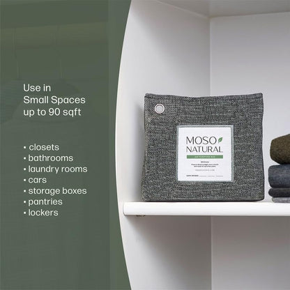Moso Natural Air Purifying Bag 300g, Premium Charcoal Odor Absorber & Deodorizer for Closets, Bathrooms & Small Spaces — Lasts 2 Years, Pet Odor Eliminator for Home, Unscented Bamboo Charcoal Bag