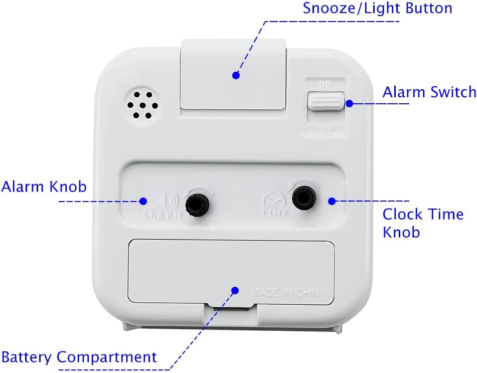 Peakeep Small Battery Operated Analog Travel Alarm Clock Silent