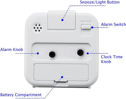 Peakeep Small Battery Operated Analog Travel Alarm Clock Silent