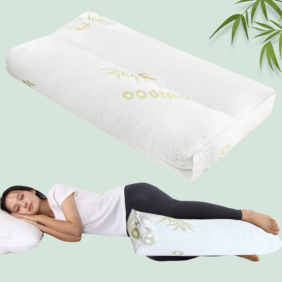 MINUPWELL Knee Pillow for Side Sleepers - Between Leg & Under Knee Pillow for Back Sleepers - Leg Pillow with 850G 7D Alternative for Relieving Leg, Back, and Knee Pain - 100% Cotton Fabric - White