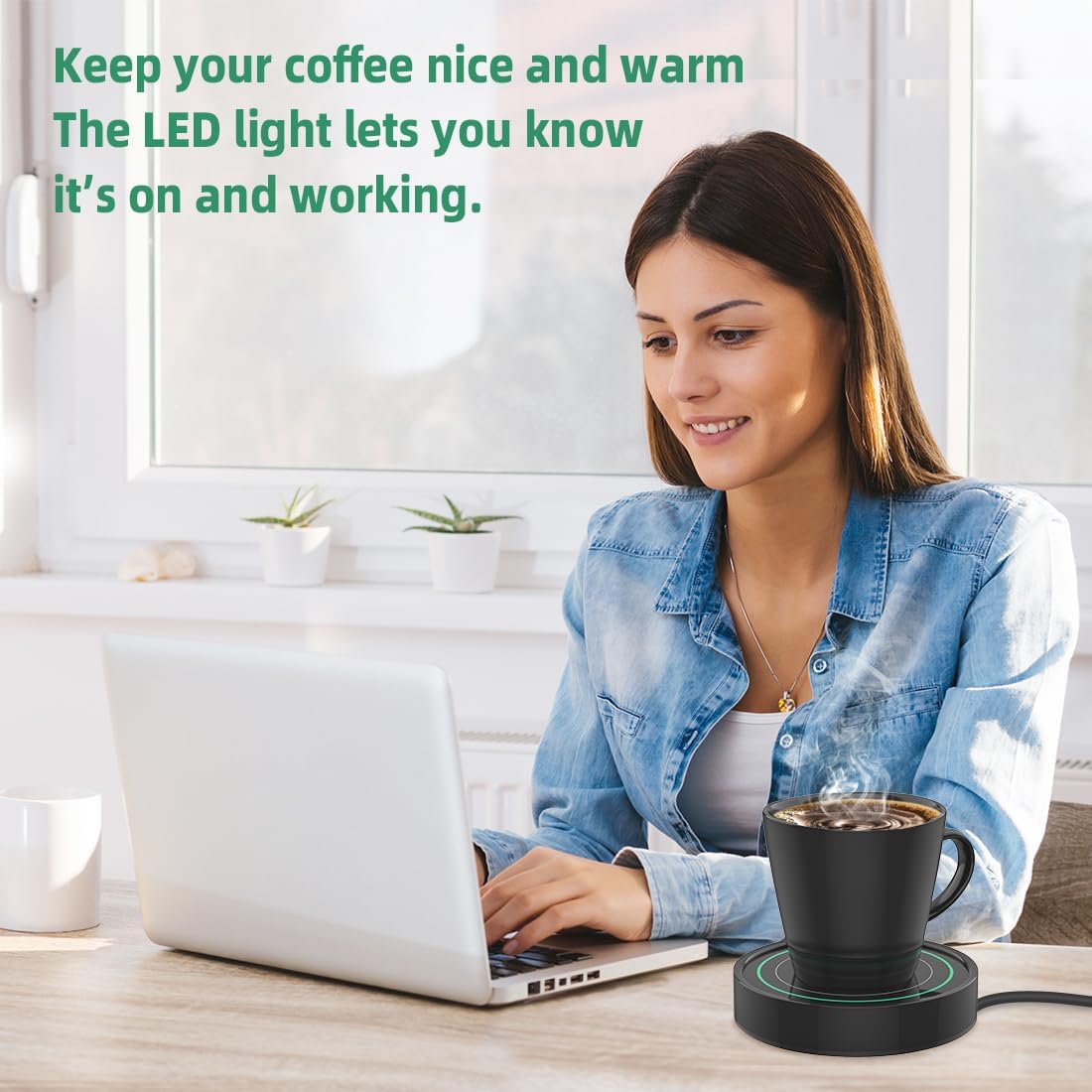 Coffee Mug Warmer, Electric Beverage Warmers for Office Home Desk Use, Smart Cup Warmer Thermostat Coaster for Hot Coffee Tea Espresso Milk Candle Wax with Gravity Switch Auto On/Off 135F