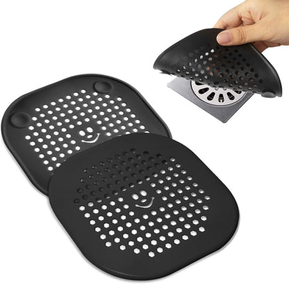 2 Pack Drain Hair Catcher Silicone Bathroom Accessories Shower Drain Protector Sink Drain Strainer Hair Stopper for Shower Kitchen Bathroom Tub Grey