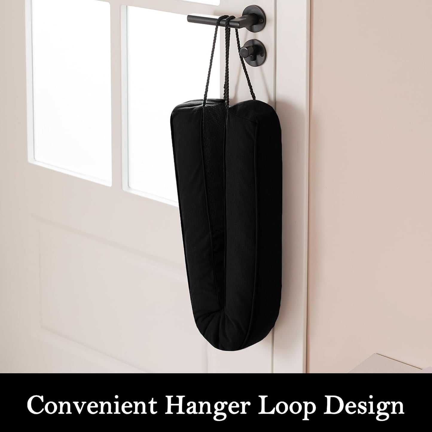 Door Draft Stopper with Removable Washable Cover, 38", Black | Weighted Gap Filler, Blocks Hot and Cold Air, All-Season Seal, Easy Install, Noise & Wind Blocker, Home Essentials