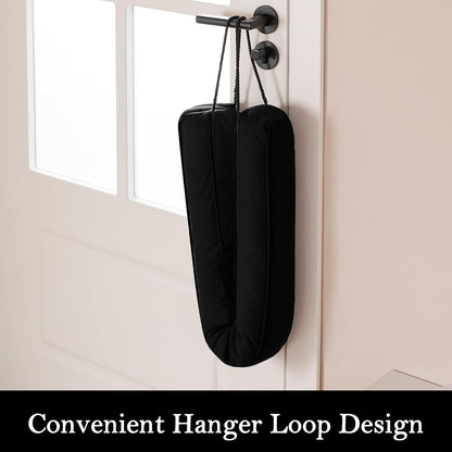 Door Draft Stopper with Removable Washable Cover, 38", Black | Weighted Gap Filler, Blocks Hot and Cold Air, All-Season Seal, Easy Install, Noise & Wind Blocker, Home Essentials