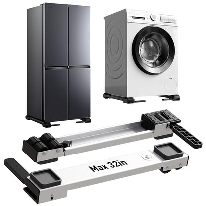 Appliance Rollers Heavy Duty,20''-32''in Extendable Appliance Sliders,Liftable Anti Slip Mobile Washing Machine Base,Easily Move Washer and Dryer Machines,Refrigerators,Furniture-Black