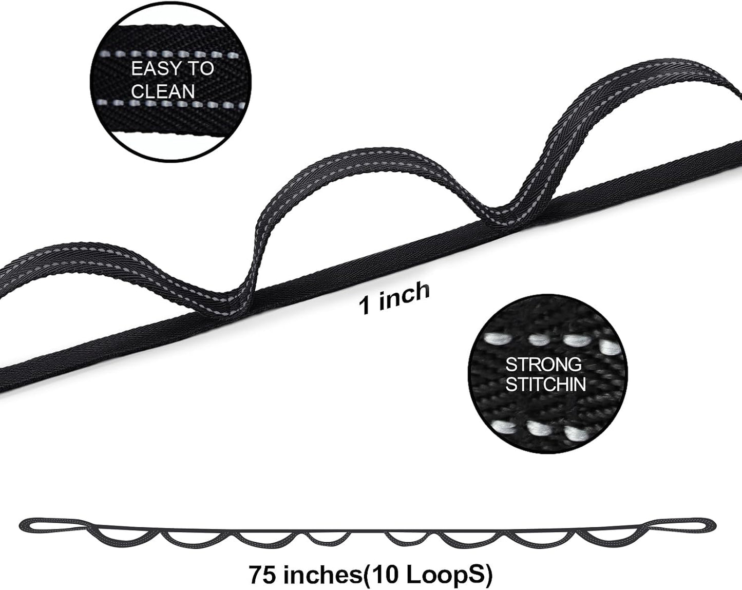 A AZURELIFE Premium Durable Stretch Straps with Loops, Stretching Strap for Physical Therapy, Multi-Loop Yoga Strap Fitness Exercise Strap for Yoga, Pilates, Dance, Flexibility&Exercise