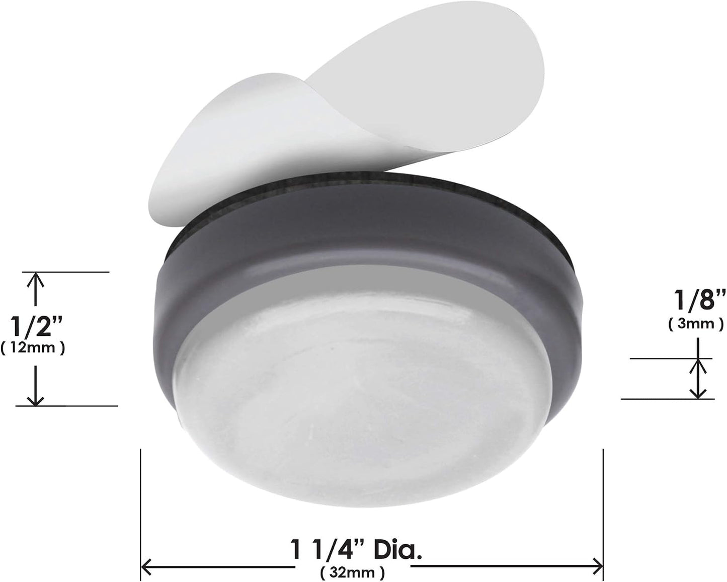 GorillaGlides 1 Inch Chair Sliders/Furniture Floor Protectors (16 Furniture Glides) Self-Adhesive Screw On Chair Glides for Sliding on Low-Pile Carpet & Hard Surface Floors, Round