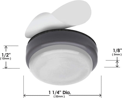 GorillaGlides 1 Inch Chair Sliders/Furniture Floor Protectors (16 Furniture Glides) Self-Adhesive Screw On Chair Glides for Sliding on Low-Pile Carpet & Hard Surface Floors, Round