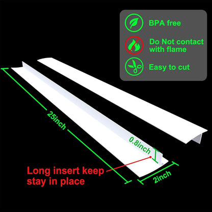 Silicone Stove Counter Gap Cover - 25 Inch Gap Filler 2 Pack Black | Long gap filler seals spills between kitchen appliances Stovetop oven countertop; stove gap cover, gas stove side gap covers