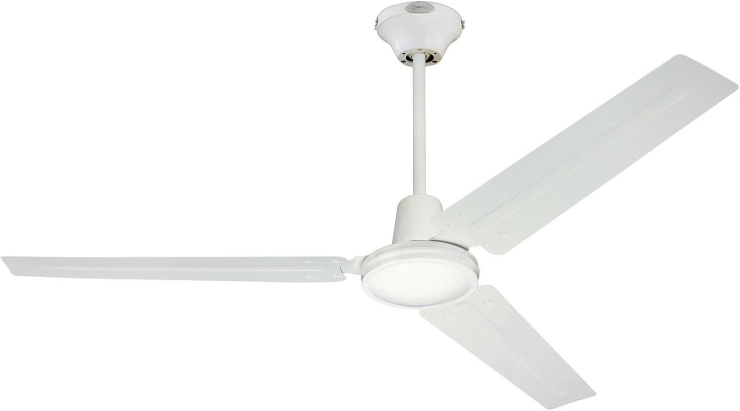 Westinghouse 7840900 Industrial 56-Inch Three-Blade Ceiling Fan with J-Hook Installation System, White, Wall Control | J-hook installation system, Wall control included, Three steel blades, Indoor installation, High-airflow performance