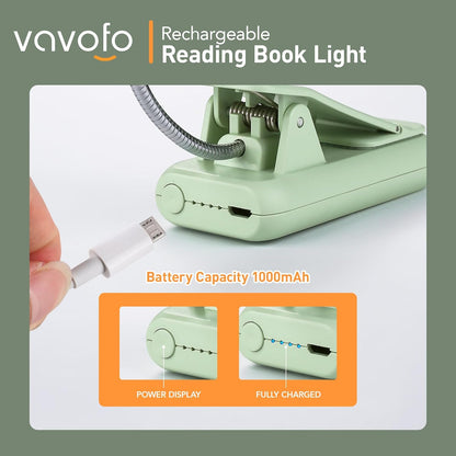 VAVOFO Rechargeable Reading Light, Clip on Book Light for Reading in Bed