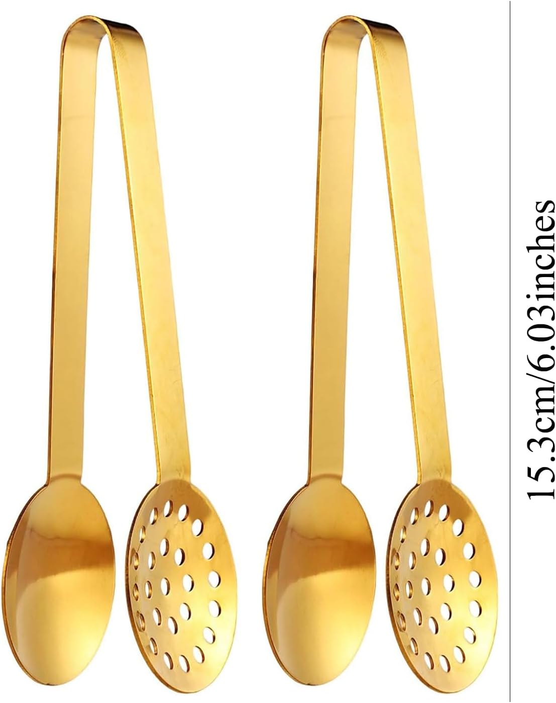 Tea Bag Squeezer (2-Pack), Stainless Steel Round Tea Bag Squeezer Tongs, Metal Strainer Gripper Picker Tea Spoon, Tea Accessories for Tea Drinkers (Gold)