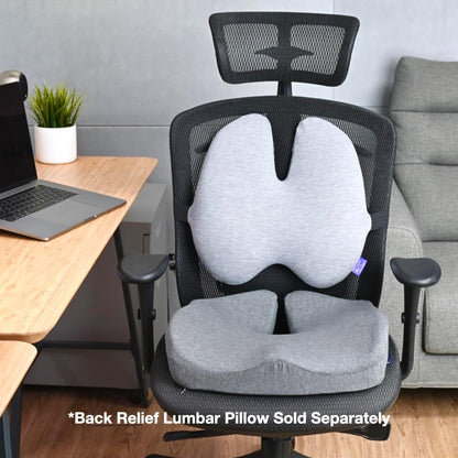 C CUSHION LAB Patented Pressure Relief Seat Cushion for Long Sitting Hours on Office/Home Chair, Car, Wheelchair - Extra-Dense Memory Foam for Hip, Tailbone, Coccyx, Sciatica - Light Grey
