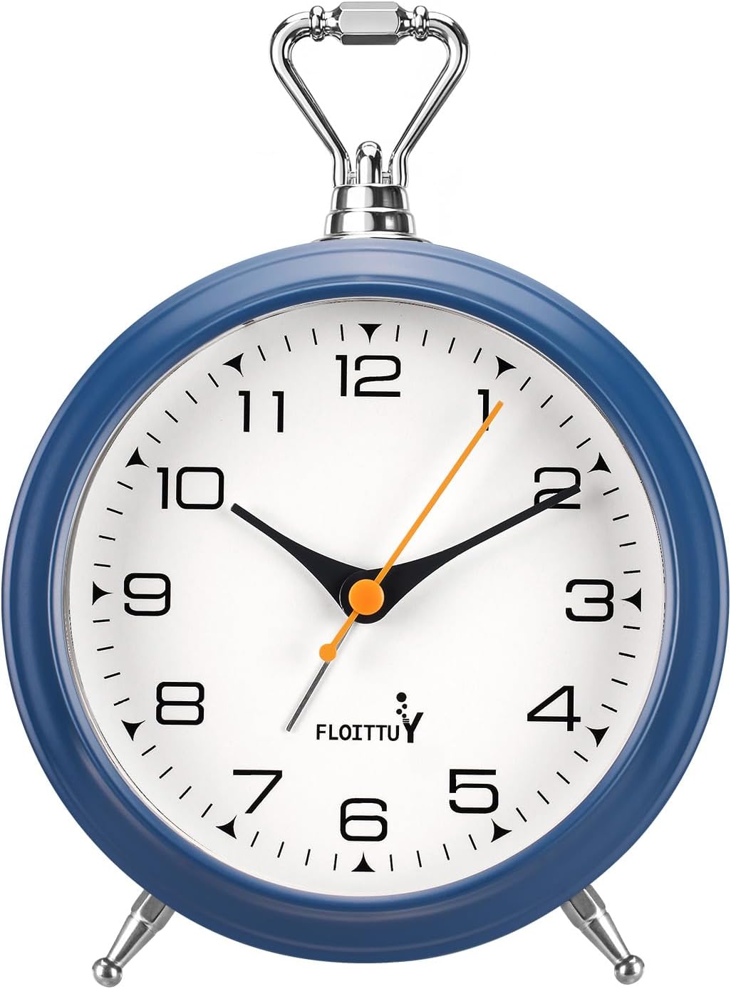 FLOITTUY 4.5" Battery Operated Antique Retro Analog Metal Alarm Clock, Silent Bedside Desk Clock, Wall-Hanging Vintage Clock(Exquisite Bronze)