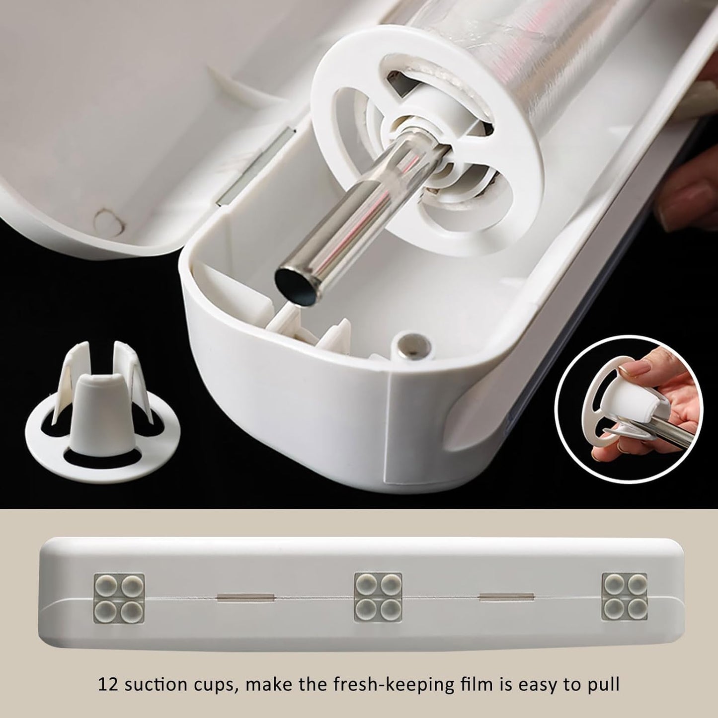 Plastic Wrap Dispenser With Cutter, Reusable Cling Film Dispenser, Cling Wrap Dispenser With Slide Cutter, Also For Aluminum Foil, Tin Foil, Baking Paper (L)