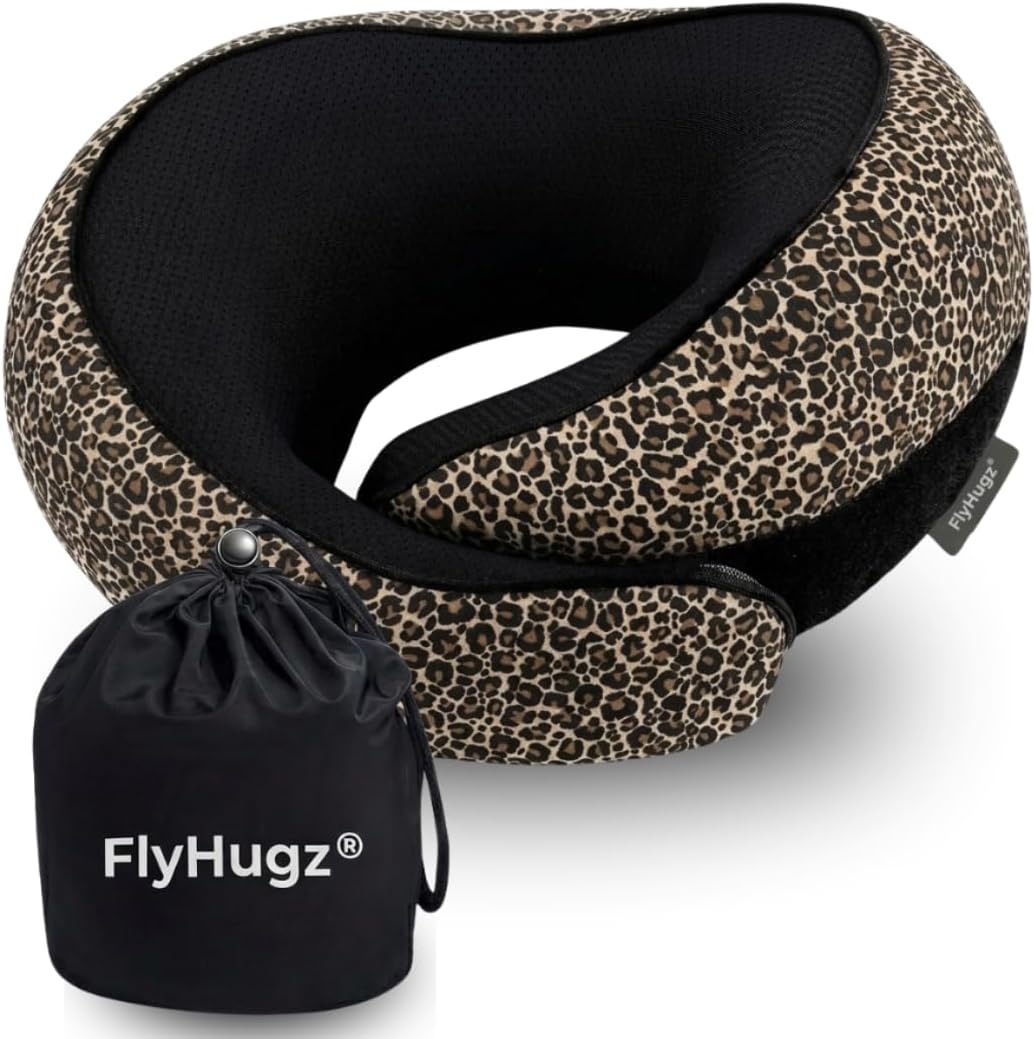 FlyHugz® Neck Travel Pillow Memory Foam Neck Pillow, Gray