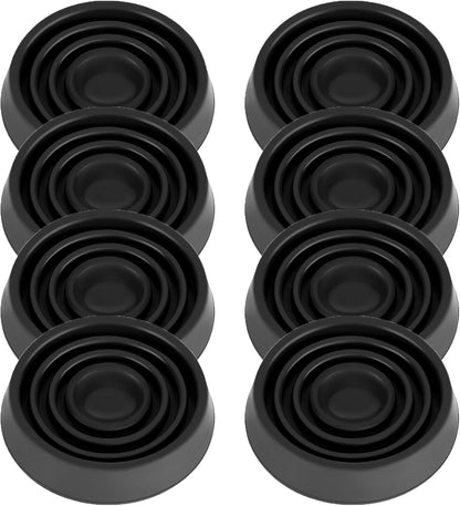 2X2 Round Rubber Caster Cups, Non Slip Furniture Pads - 4 Pack | Anti-Slip Gripper, Anti Skid Furniture Feet, Anti Slide Floor Protector for Bed Couch Table Chair Stoppers, Black