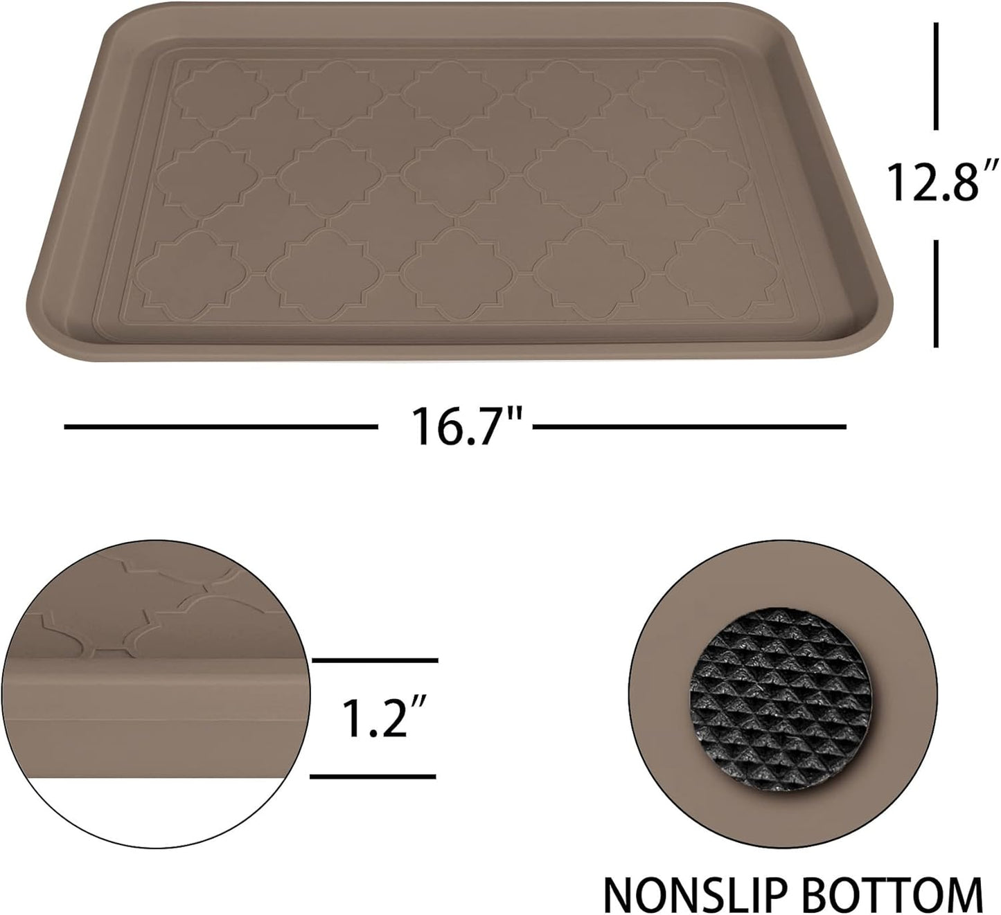 WATANIYA PET Boot Tray for Entryway Indoor, Heavy Duty Shoe Mat Tray 2 Packs, 16.7"x12.8" Waterproof Shoes Trays with Raised Edge, Outdoor Multi-Purpose Mats for Boots, Garden, Pets