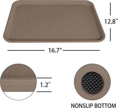 WATANIYA PET Boot Tray for Entryway Indoor, Heavy Duty Shoe Mat Tray 2 Packs, 16.7"x12.8" Waterproof Shoes Trays with Raised Edge, Outdoor Multi-Purpose Mats for Boots, Garden, Pets