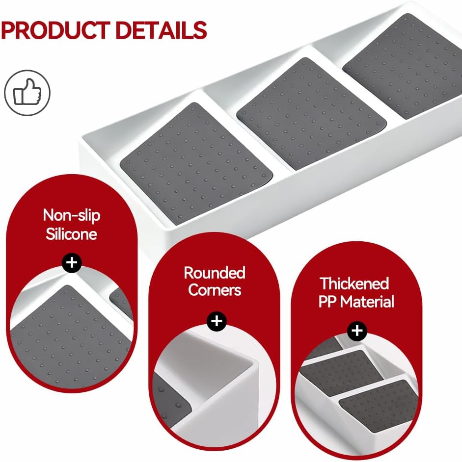 Small spice drawer organizer insert,1 pack,3 layer silicone non-slip mats, L15''xW5.6''xH2'',Kitchen drawers or countertops (jars not included),Expandable spice drawer organizer insert narrow