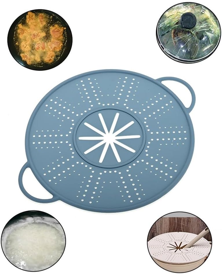 Silicone Spill Stopper Lid and Pot Holder, Heat-Resistant Food-Grade Cover with Steam Release Port, Fits for Most Pots and Pans, Dishwasher Safe, 34x27.5cm, Black