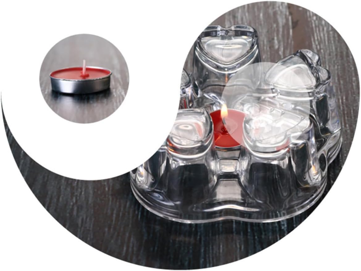 VOSAREA Heart Shape Glass Tea Pot Warmer Base with Heat Preservation and Candlestick Function, Creative Stylish Glass Base for Tea Pot Heating and Warmth