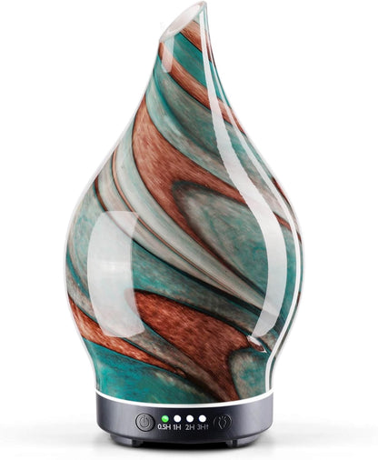 Porseme Oil Diffuser 3D Glass Aromatherapy Ultrasonic Humidifier, Air Refresh Auto Shut-Off, Timer Setting, BPA Free for Home Hotel Yoga Leisure SPA Gift 150ml Last 6H - Colors B