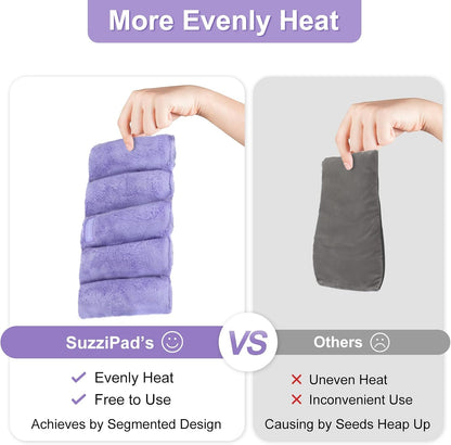 SuzziPad Heating Pad Microwavable, 6.5x12” Reusable Heat Pads for Discomfort Reduction, Moist Heated Pack, Muscle Ache, Soothing Back, Neck and Shoulder Fatigue, Warmer Hot Packs (Purple)