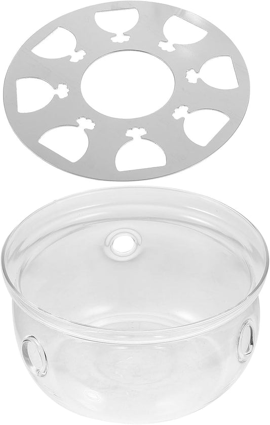 COHEALI Glass Teapot Warmer Base Transparent Heater for Tea with Retro Handmade Design Compact Round Stove Base for Home Office Tea House and Shop Decoration