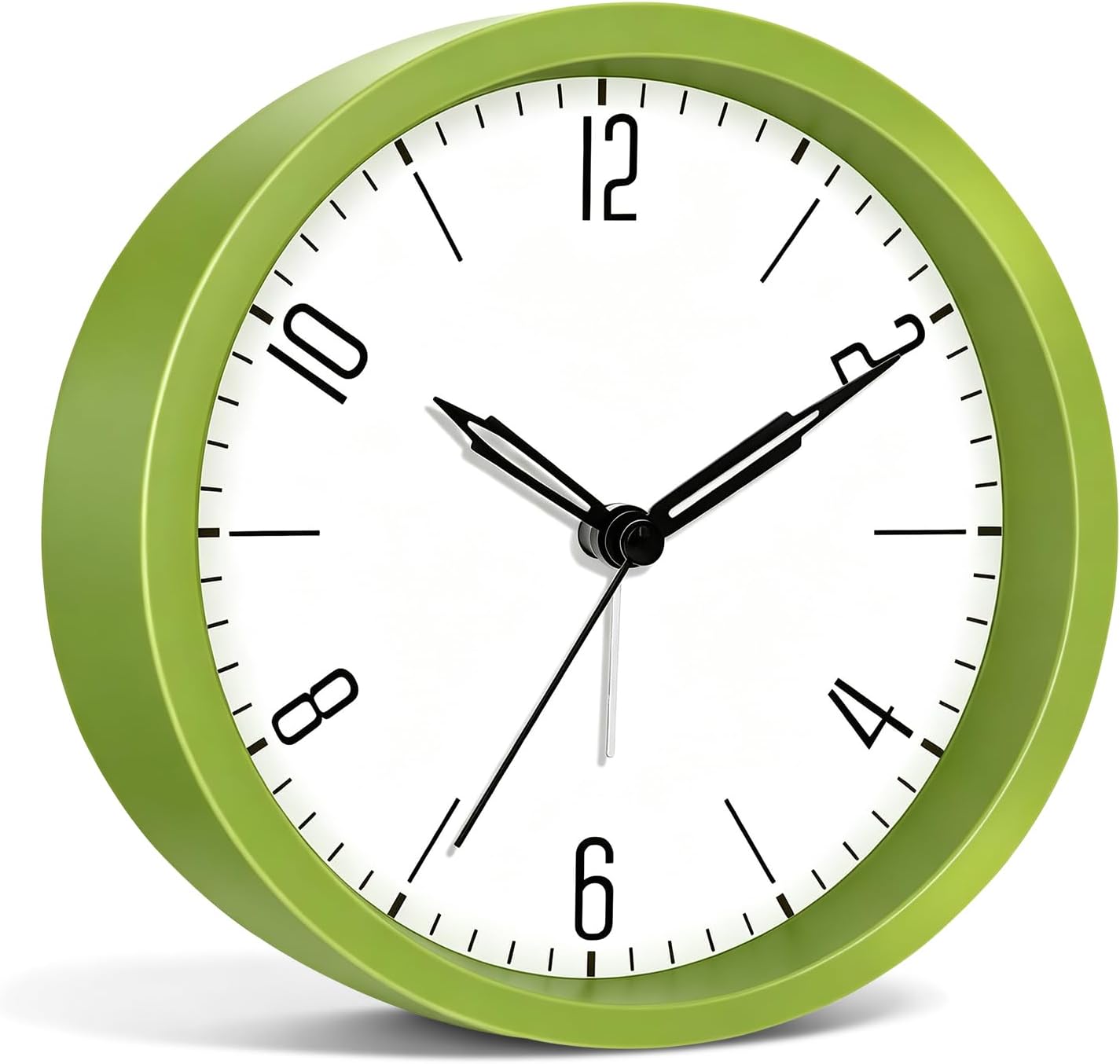 Silent Analog Loud Alarm Clock for Bedrooms, 4.5" Battery Operated Alarm Clock with Modern Round Design, Plastic Small Desk Clock for Heavy Sleepers Adults Teens Seniors College Dorms, Green