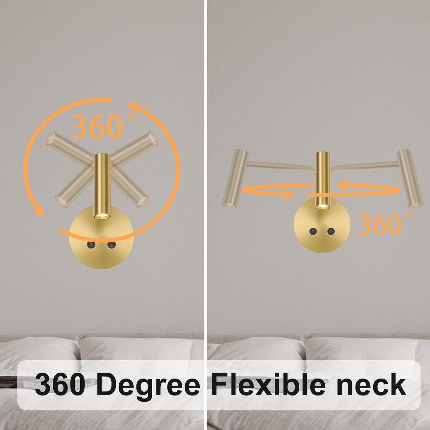 Matte Black Wall Mounted Reading Light, 3000K Flexible Headboard Reading Sconces with On Off Switch Control, Plug in/Hardwired Wall Light Fixtures with Night Light for Bedside Bedroom Bunk