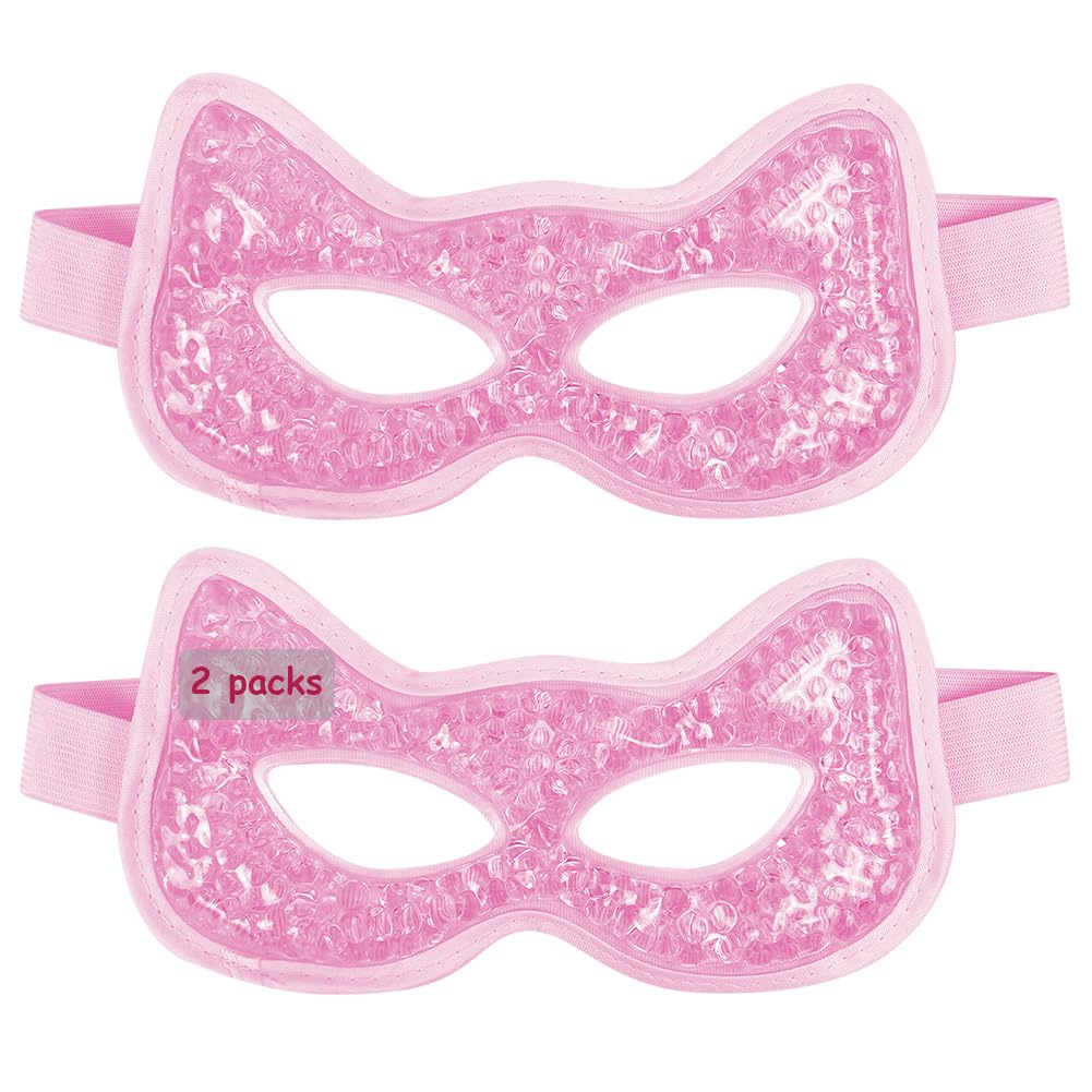 Cooling & Heating Eye Mask - Hot/Cold Use for Puffy Eyes, Headaches, Migraines, Sinus & Dark Circles (2 Packs Blue)