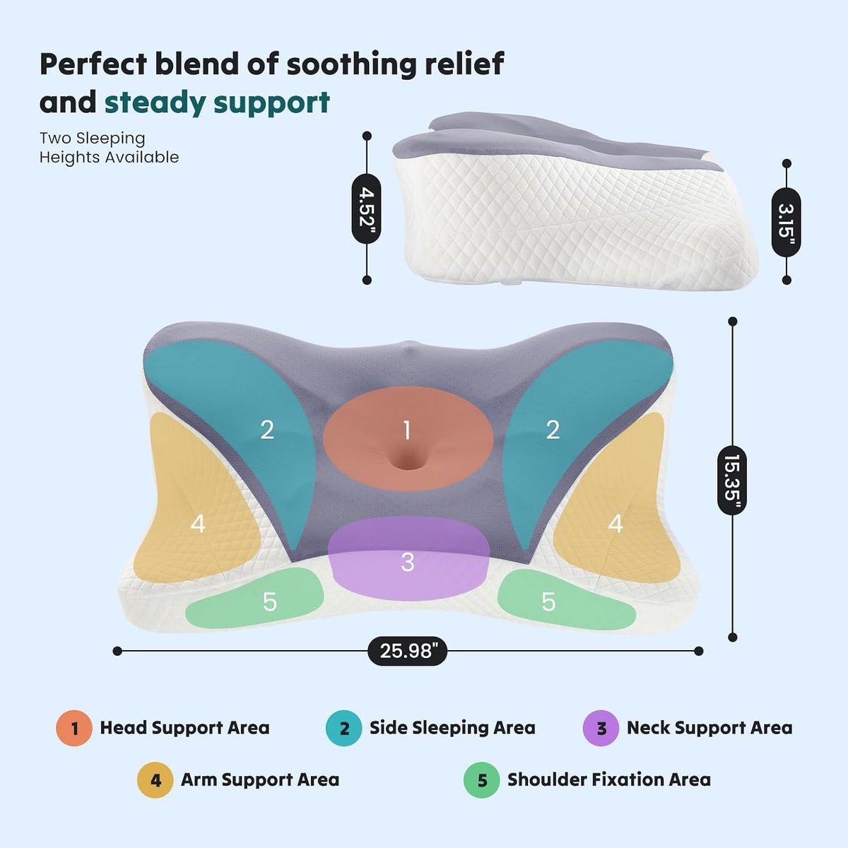 Sweetcrispy Cervical Pillow for Neck Pain Relief, Cooling Memory Foam