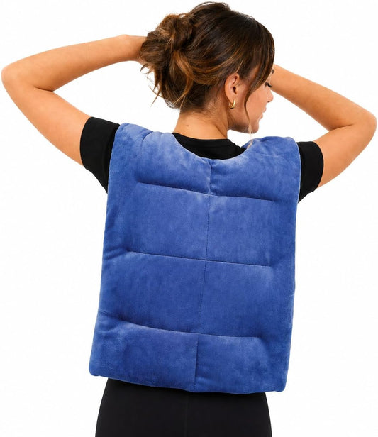 Herbal Concepts Aromatherapy Vest Shaped Microwaveable Wrap Made of Organic Flaxseed, Peppermint, & Lemon Grass for Back | Back Pack Relieves Stress & Pain | Available in Blue