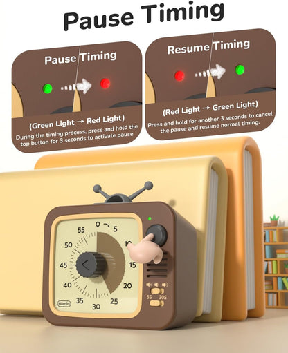 LIORQUE Visual Timer for Kids with Pause, 60 Minute Countdown Timer, Green