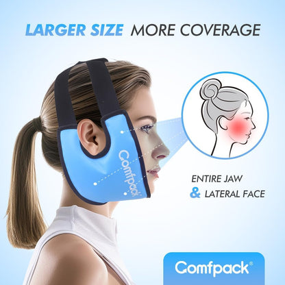 Comfpack Wisdom Teeth Ice Pack Head Wrap,Soft Double Side Jaw Face Ice Pack | Extra Large Jaw & Chin Ice Pack, Reusable Gel Hot Cold Therapy for TMJ, Oral Surgery, Face Swelling, Tonsillectomy Recovery