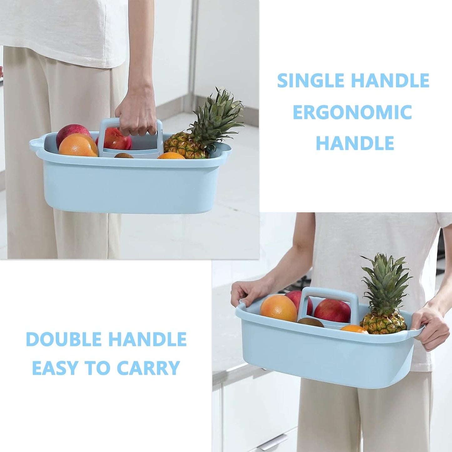 JiatuA Large Cleaning Supplies Caddy Portable Shower Caddy Basket Dark Gray | Sturdy Supply Organizer with Handle Plastic Bucket Tool Storage for Bathroom Bedroom Kitchen Garden College Dorm Essentials