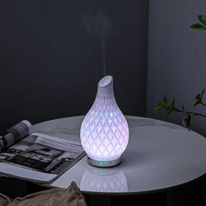 MAXWINER Essential Oil Diffusers Ultrasonic 3D Glass Aromatherapy Diffuser, Auto Shut-Off, Timer Setting, 7 Colors LED Lights Changing for Home, Office, Spa 120ml