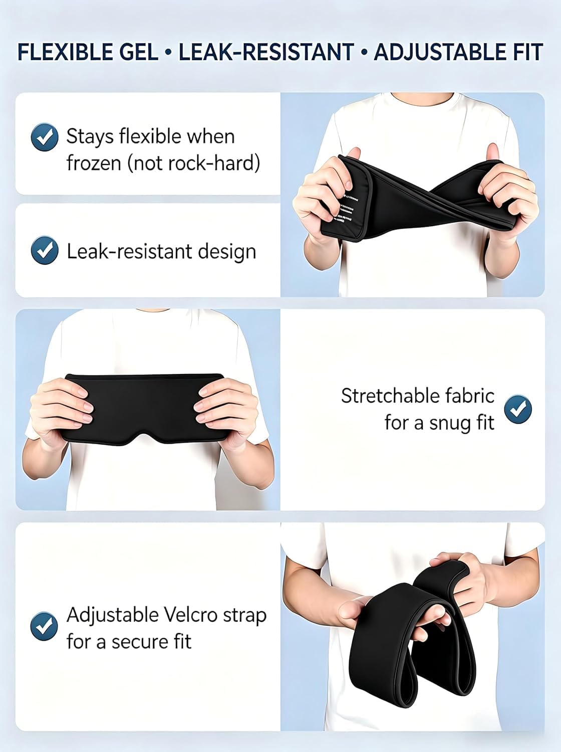 Cooling Gel Eye Mask for Puffy Eyes, Migraine & Headache Relief, Full Eye-Area Cold Compress for Eyes & Temples, FSA Eligible HSA Reusable Eye Ice Pack for Swelling & Post-Surgery Recovery