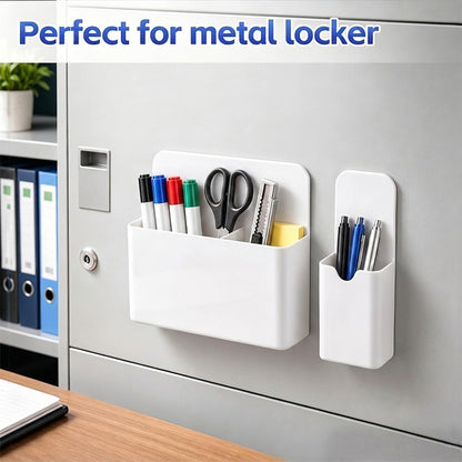 Magnetic Pen Holder, 2 Pack Magnetic Dry Erase Marker Holder, Black Strong Magnetic Marker Holder Pen Pencil Organizer for Whiteboard, Refrigerator, Office, Locker Accessories, Classroom Must Haves